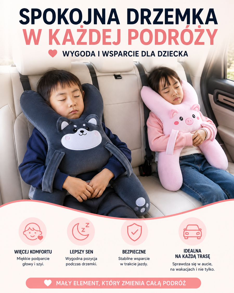 Drzemak — Poduszka Podróżna dla Dziecka do Samochodu