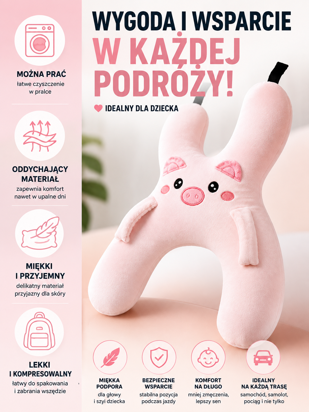 Drzemak — Poduszka Podróżna dla Dziecka do Samochodu